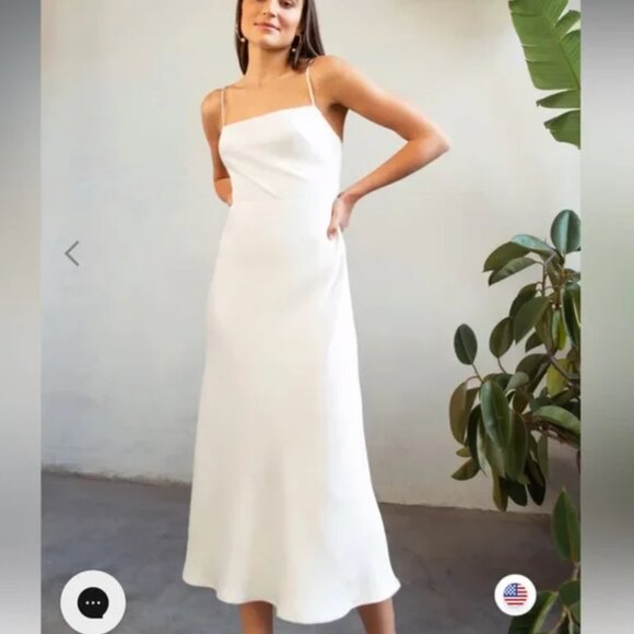 NWT Jenny Yoo Claudia Silky Slip Ivory Dress Bridal Party Bachelorette Size 12 - Picture 3 of 9